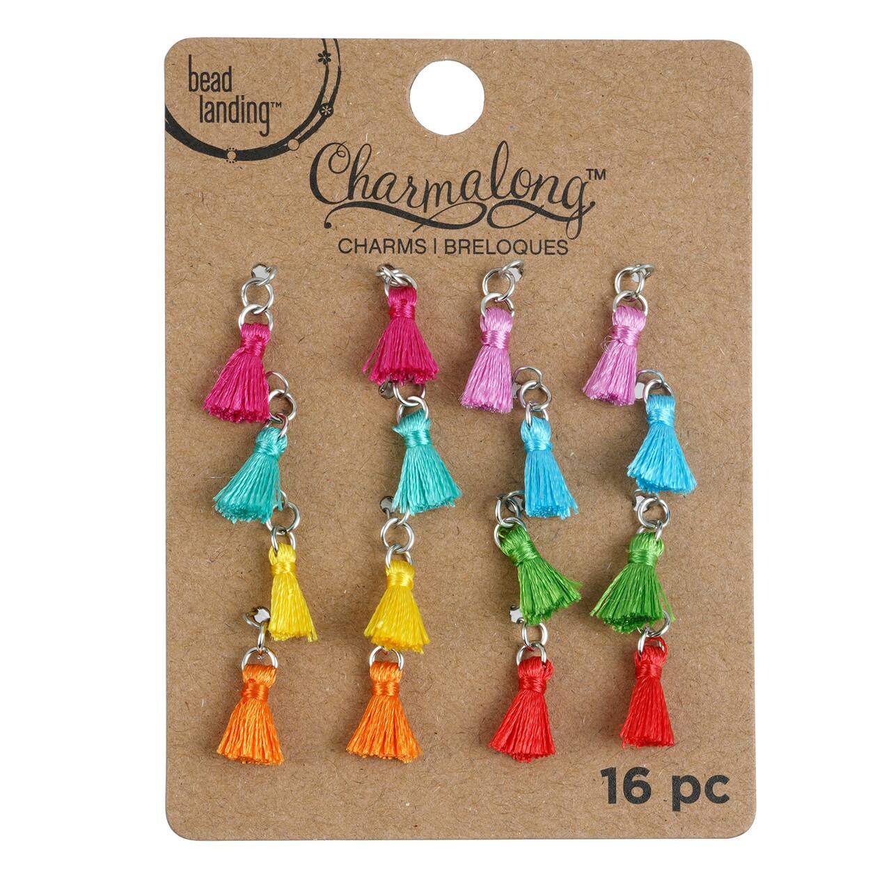 12 Packs: 16 ct. (192 total) Charmalong™ Rhodium Tassel Charms by Bead Landing™